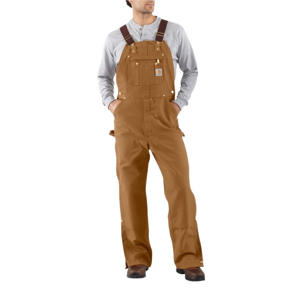 Carhartt Loose Fit Carpenter Bib Overalls Firm Duck Zip-to-Thigh Mens Size 38x34